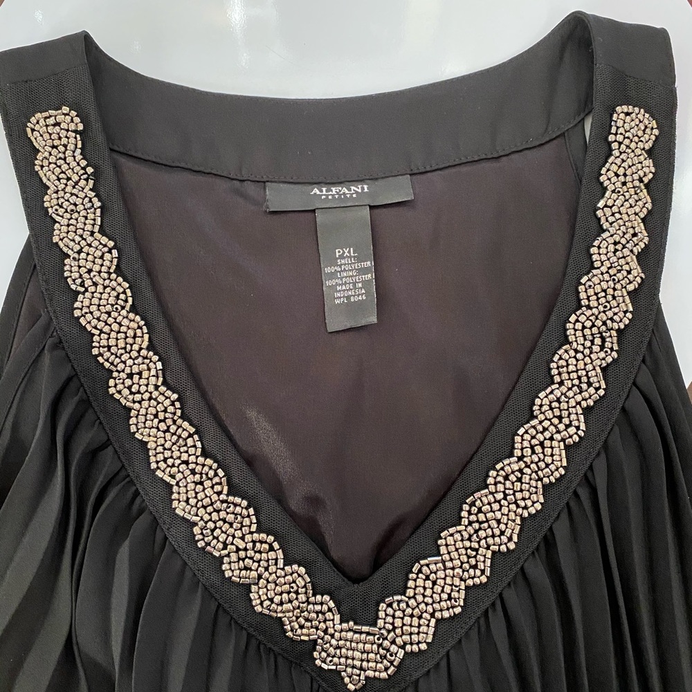 ALFANI COCKTAIL RUFFLE PLEATED FORMAL BLACK DRESS - Picture 8 of 8